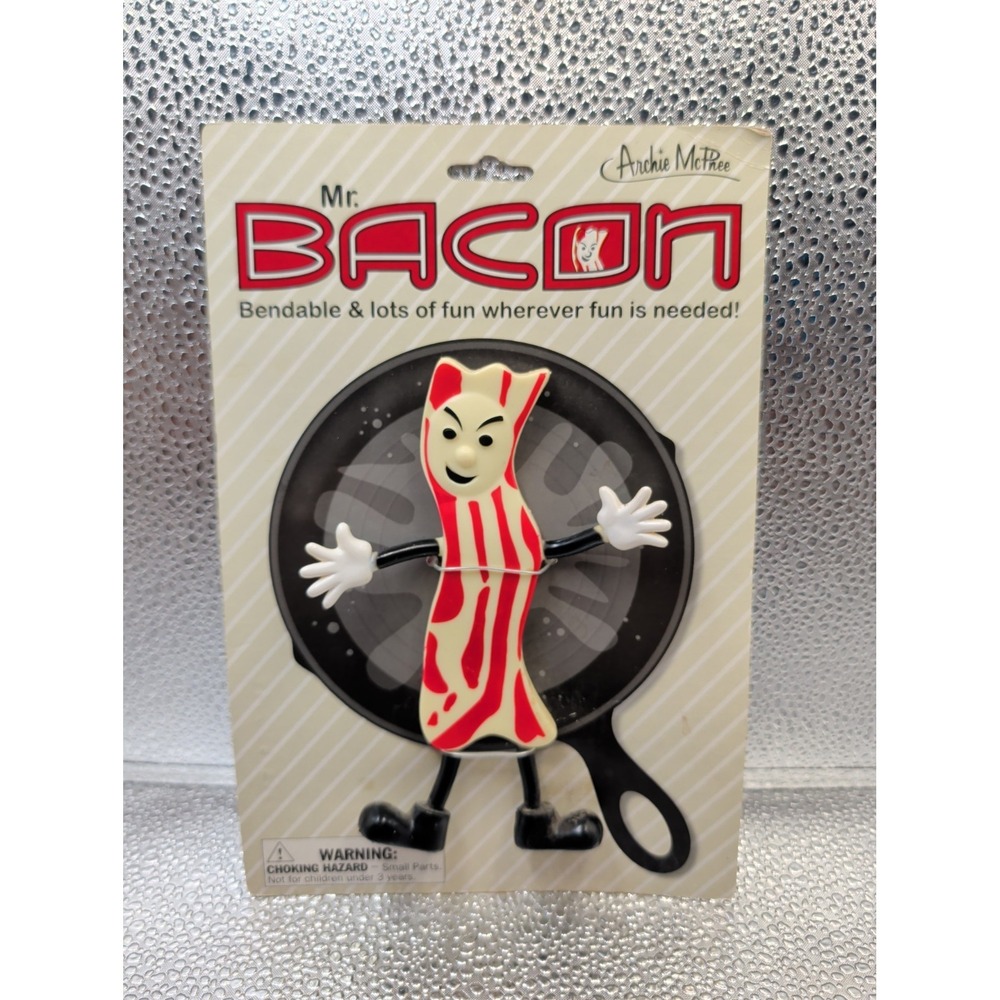 New Vintage Archie‎ McPhee Mr Bacon Bendable Figure On Original Card 6"